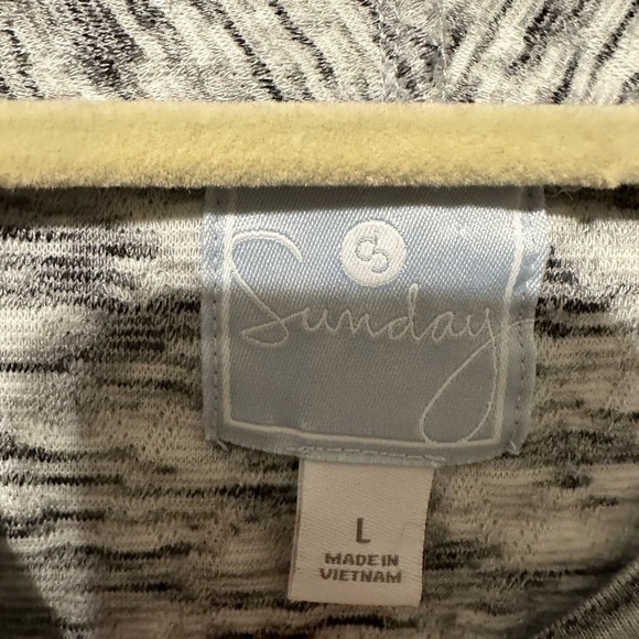 Anthropologie Sunday Quilted Knit Asymmetrical Black White Sweater Blazer L Boho - Picture 8 of 9